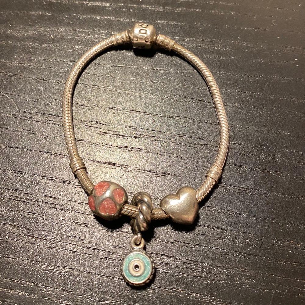 Authentic Pandora bracelet + 3 discontinued charms